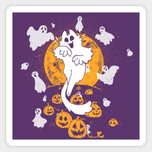 Ghost Cat in the Pumpkin Patch Sticker